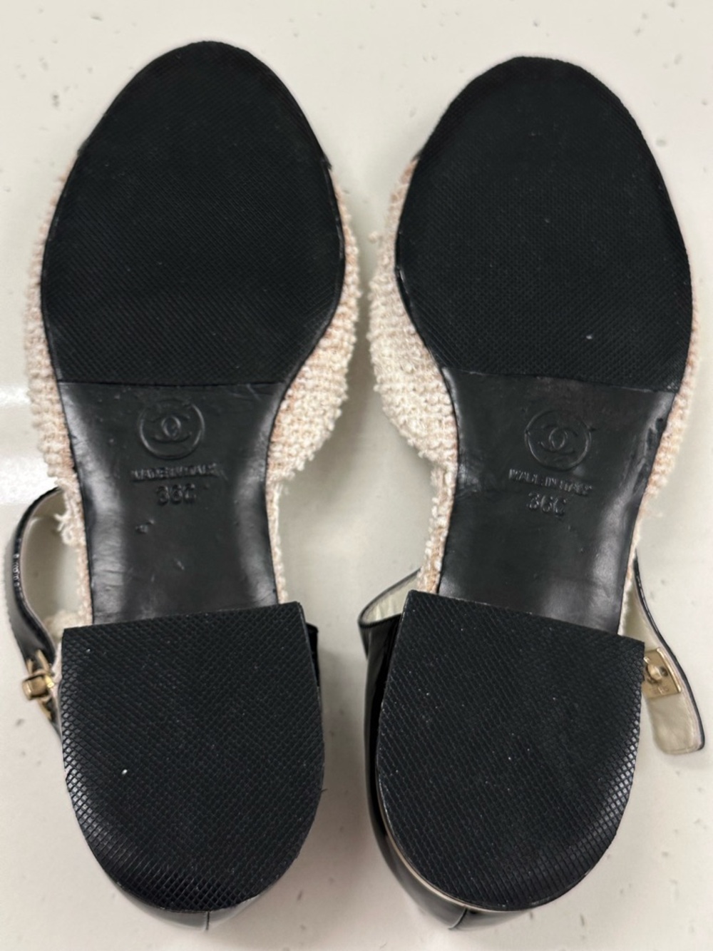 Chanel CC Turnlock Tweed and Patent Leather Mary Jane Flats - Picture 9 of 9